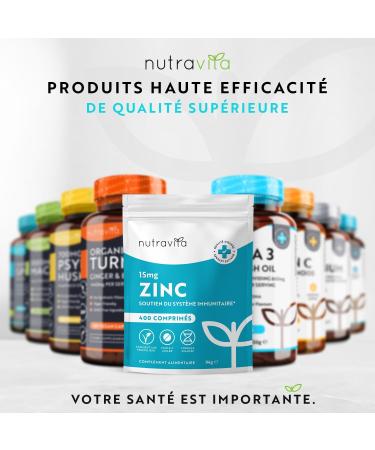 Zinc 15 mg - 400 Vegan Tablets (12 months) - Zinc Dietary Supplement maintain a normal immune system bones hair and nails and skin - High absorption - Nutravita - Buy Online on GoSupps.com
