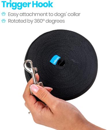 Edipets Waterproof Dog Drag Line - 1.5m Black Training Leash for All Dog Sizes - Robust & Durable - Buy Online on GoSupps.com