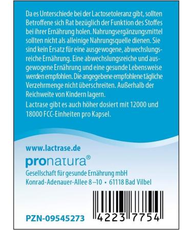 Pro Natura Lactrase 6000 - 60 Lactase Capsules for Lactose Intolerance | Enjoy Milk & Dairy Products Carefree - Buy Online on GoSupps.com