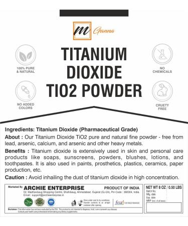 Ganna 100% Natural Titanium Dioxide Powder 1 LBS | Skin, Hair, and Health Care - Non-Nano & Uncoated - Buy Online on GoSupps.com
