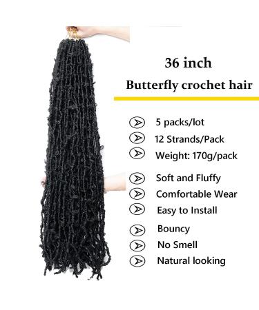 LMZIM 36 Inch Butterfly Locs Crochet Hair 5 Packs - Long Distressed Soft Faux Locs for Black Women - Buy Online on GoSupps.com