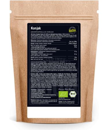 Biotiva Konjac Powder Organic 250g - Glucomannan Supplement - 100% Vegan - Without Additives - Buy Online on GoSupps.com