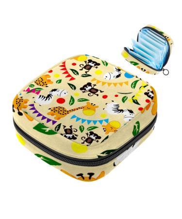 Storage bags for women's binding with a cute animal pattern large menstrual cup cylinder pocket with zipper periodic inserts bags panty lips tampons for girls and women multi -colored