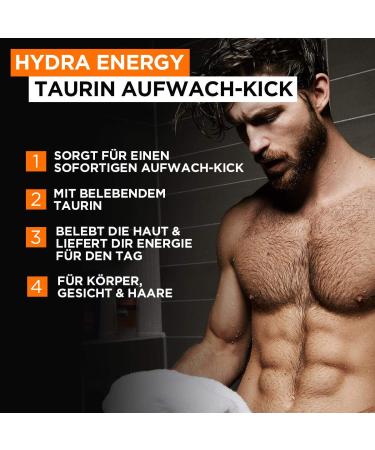 L'Or al Paris Men Expert Hydra Energy Shower Gel - 300ml | Body Hair & Face Cleanser for Men Refreshing Mint - Buy Online on GoSupps.com