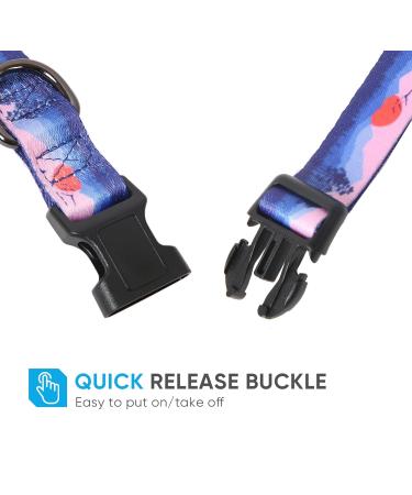 Heele Dog Collar for Small & Medium Dogs | Adjustable Robust & Comfortable | Purple Sunset Pattern | Suitable for Puppies | Size M (34-53cm 2cm) - Buy Online on GoSupps.com