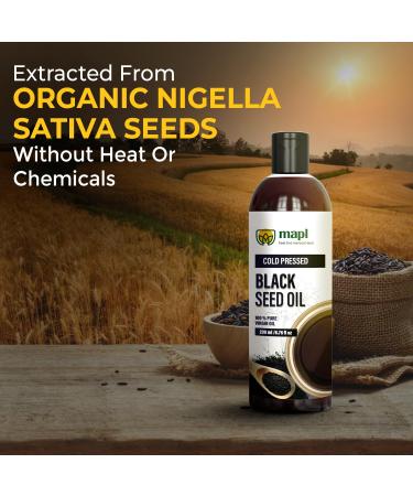 Mapl Organic Black Seed Oil Cold-Pressed from Nigella Sativa Pure Unrefined Black Cumin Seed Oil Non-GMO & Vegan Rich in Omega 3 6 9 for Hair Growth Skin Care & Immune Support 6.76 Fl Oz (200ml) - Buy Online on GoSupps.com