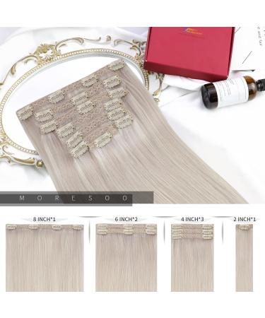 Clip in Human Hair Extensions Blonde Real Hair Extensions Clip in White Blonde Human Hair Clip in Extensions 20 Inch 7 Pieces/120g - Buy Online on GoSupps.com