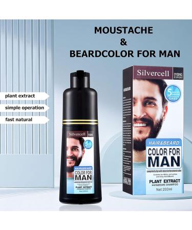 Silvercell Beard Dye for Men - Quick 5-Minute Application 3-in-1 Black Hair Dye Shampoo Long Lasting Gray Coverage - 6.76 fl oz - Buy Online on GoSupps.com