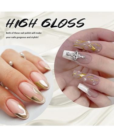 U-Shinein 2x12ml Metallic Painting Nail Gel Liner Gold & Copper Metal Painted Drawing Gel Strong Mirror Reflection Nail Art Paint Nail Liner Gel UV Nail Gel with Build in Thin Brush - Buy Online on GoSupps.com