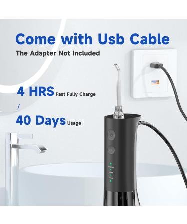 Mornwell Portable Water Dental Flosser - Cordless IPX7 Waterproof Oral Irrigator with 300ML Tank for Home & Travel - Black - Buy Online on GoSupps.com
