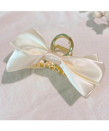 Claw Clip with Bow | Satin Big Hair Bows Hair Barrettes Satin Bow for Hair Clips Hair Styling Clamps for Adult and Women Beige - Buy Online on GoSupps.com