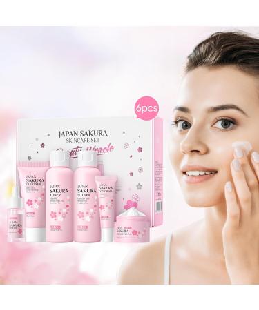 LAIKOU Skin Care Set JAPAN SAKURA Women Beauty Gift Sets Skin Care Kit with Cleanser, Toner, Lotion, Serum, Eye Cream, Face Cream Travel Kit for Women Teen Girls Mom Daughter TSA-friendly Sizes 6pcs - Buy Online on GoSupps.com
