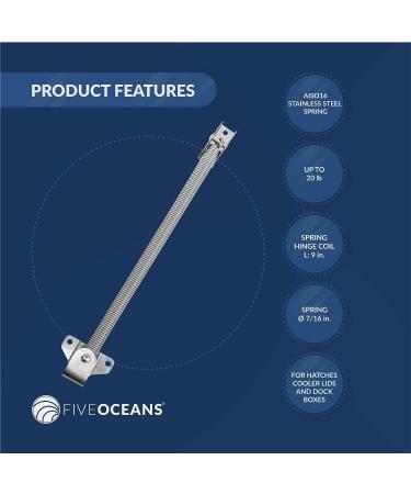 Five Oceans 8 AISI316 Stainless Steel Hatch Lid Support Spring/Holder - 2 Pack - Buy Online on GoSupps.com