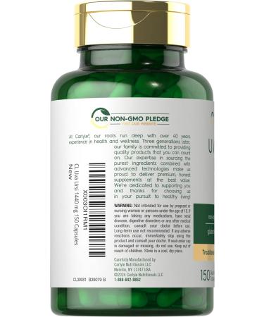 Carlyle Uva Ursi Capsules 1440mg - Herbal Leaf Extract Non-GMO Gluten Free - 150 Count for Optimal Health - Buy Online on GoSupps.com
