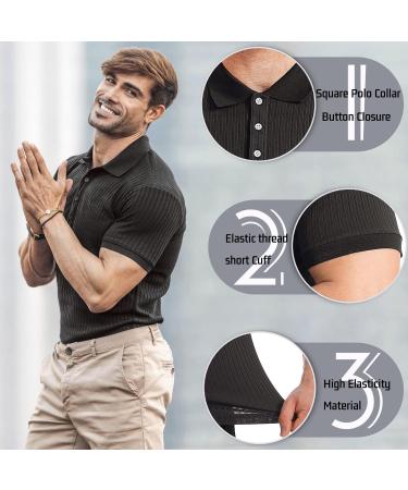 Men's Slim Fit Muscle Polo Shirt | Short Sleeve Golf Shirt | Dry Fit | Casual & Stylish | Black - Large - Buy Online on GoSupps.com