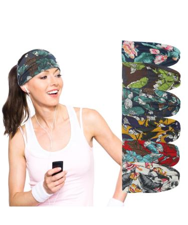 Rapotti 6 Pack Boho Headbands for Women - Wide Non-Slip Bandanas for Sports and Fashion - Printed Hair Accessories - Buy Online on GoSupps.com