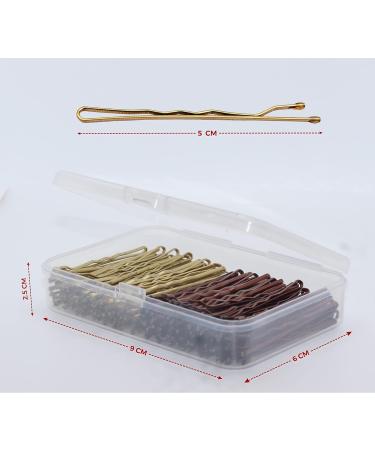 Brown & Blonde Hair Pins Set - 100 Pcs Bobby Pins & 120 Hair Bands for Bun Hairstyles - Buy Online on GoSupps.com