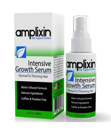 Intensive Biotin Hair Growth Serum - Spray - Hair Loss  Receding Hairline & Pattern Baldness Treatment For Women & Men With Thinning Hair - Dht Blocker - Sulfate-Free by Amplixin (2oz) Biotin Serum
