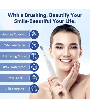 Sejoy Rechargeable Electric Toothbrush for Adults and Kids - Fast Charge Sonic Power Toothbrush with Travel Lock - 4 Brush Heads Included - Buy Online on GoSupps.com