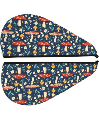 Shop Hair Towel Wrap - Quick-Drying Turban with Button | Colorful Mushroom Design - Buy Online on GoSupps.com
