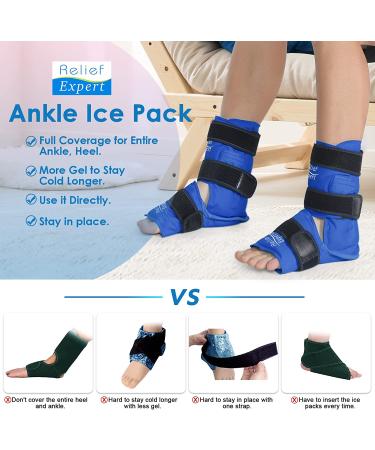 Relief Expert Ankle Ice Pack Wrap - 2 Pack for Plantar Fasciitis, Achilles Tendonitis, Heel Relief - Royal Blue - Buy Online on GoSupps.com