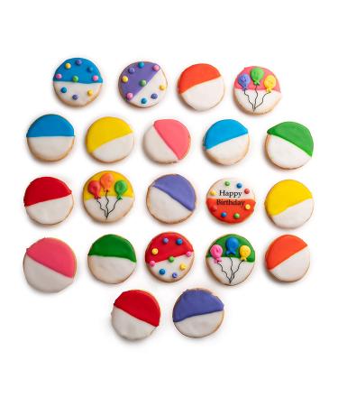 Happy Birthday Cookie Gift Basket Tin - 21 Assorted Hand-Decorated Cookies in 7 Bright Colors - Perfect Birthday Gift for Him, Her, Boys, Girls, Men, Women - Prime Delivery - Buy Online on GoSupps.com