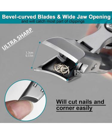 VOGARB Extra Wide Jaw Nail Clippers for Thick Nails - Bevel Blades, Long Handle & No Splash Design - Ideal for Men, Women, Seniors - Metallic Finish - Buy Online on GoSupps.com