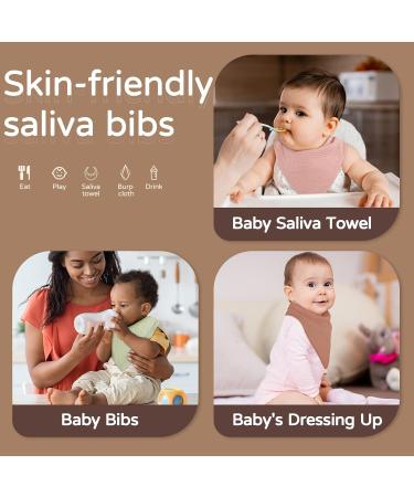 Looxii Baby Bibs - 8 Pack Soft Cotton Muslin Triangle Necker Towels | Absorbent & Stylish for Girls - Multicolored - Buy Online on GoSupps.com