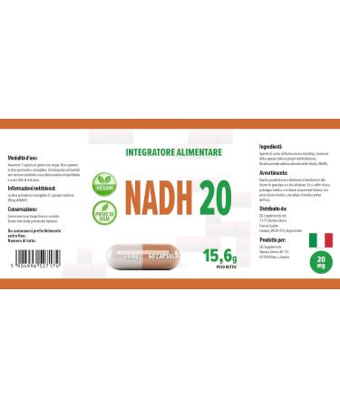 NADH 20mg 60 Vegetable Capsules Tested by a Third Party Laboratory Gluten Free and GMO Free - Buy Online on GoSupps.com