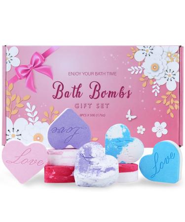Mother's Day Gifts for Mom  8 Pack Handmade Bath Bombs Gift Set   Essential Oil Bubble Bath Bomb Fizzies Relaxing Spa Bath Ideal for Women Girls