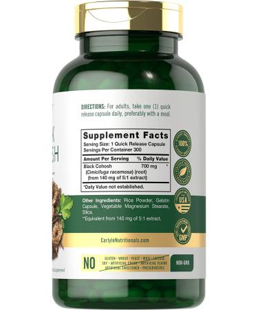 Black Cohosh Capsules 700mg 300 Count | Non-GMO & Gluten Free Root Extract Supplement by Carlyle - Buy Online on GoSupps.com
