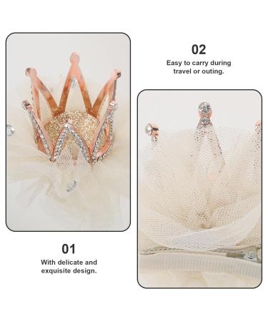 Uonlytech Strass Crown Hair Clip - Princess Tiara Bobby Pins for Girls - Crystal Hair Clasp for Children - Beige - Buy Online on GoSupps.com