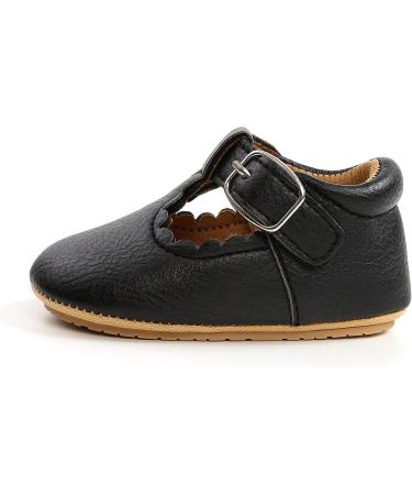 Baby Girls Mary Jane First Walking Shoes | Anti-Slip Princess Shoes 12-18 Months | PU Leather (Black) - Buy Online on GoSupps.com