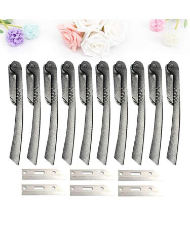 10pcs Foldable Eyebrow Razor Set - Portable Eyebrow Trimmer & Makeup Tool Kit - Eyebrow Shaper in Black | Buy Internationally - Buy Online on GoSupps.com