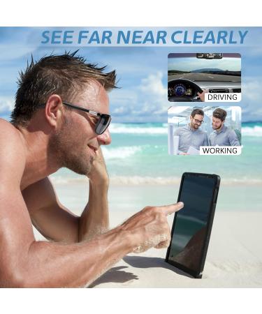 Missfive Photochromic Bifocal Reading Glasses for Men - Blue Light Protection Stylish Vintage Eyeglasses with Dual-Use Lens 2.5x Glossy Black Frame - Buy Online on GoSupps.com