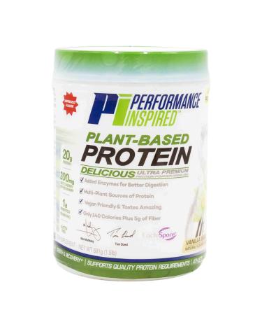 Performance Inspired Nutrition Plant-Based Protein Powder - All Natural - 20G - 1B Probiotics - Digestive Enzymes - Fiber Packed - G Free - Vanilla Bean - 1.5 Lb Vanilla Bean 1.5 Pound (Pack of 1) Plant-Based Protein