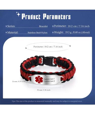 Emergency Medical Alert Bracelets - Custom Engraved Titanium Steel | Adjustable Non-Tarnish Gift for Men & Women - Buy Online on GoSupps.com