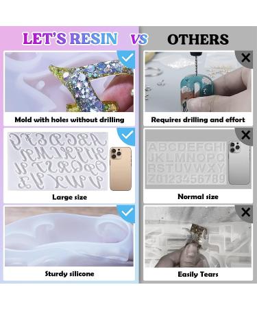 LET'S RESIN Large Alphabet Mold for Resin - Reversed Letter Keychain Molds with Hole | Silicone Alphabet Resin Molds Set with 30 Jump Rings & Key Rings | Epoxy Molds for Keychain Making (15.3 x 8.9) - Fancy Letter Design - Buy Online on GoSupps.com