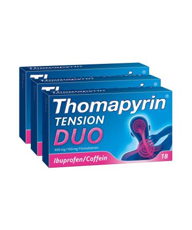 Thomapyrin TENSION DUO film-coated tablets - Fast relief for severe headaches - 3 x 18 pieces 18 pieces (pack of 3)