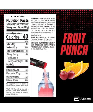 Pedialyte Sport Electrolyte Powder - Fast Hydration with 5 Key Electrolytes | Fruit Punch | 2.94 oz - Pack of 4 - Buy Online on GoSupps.com