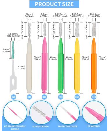 Soft Braces Brush Set - 70 PCS Interdental Brushes & 50 PCS Tooth Picks for Oral Care | Flossing & Disposable Toothpicks | Vibrant Colors | International Shipping Available - Buy Online on GoSupps.com