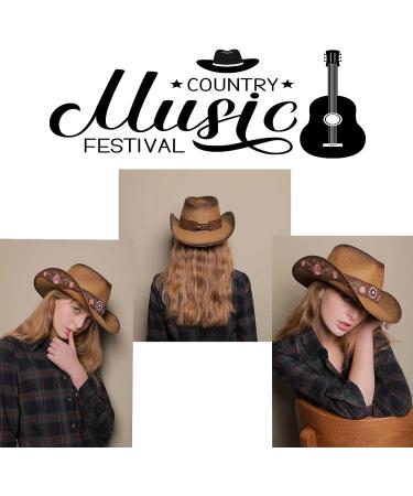 Brown Cowboy Hats for Women - Classic Straw Western Hats for Music Festivals, Beach Parties | [Brand Name] - Buy Online on GoSupps.com