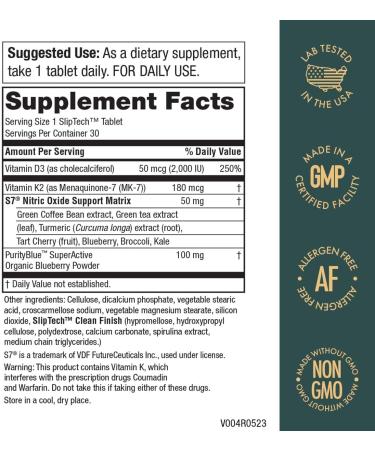 Purity Products Artery Pill Core - MK-7 Vitamin K2 S7 Nitric Oxide Booster Vitamin D3 & Organic Blueberries for Arterial Health & Cardiovascular Support - 30 Count - Buy Online on GoSupps.com