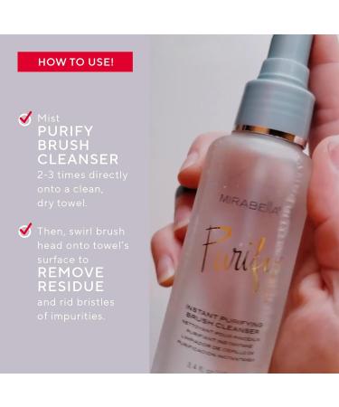 Mirabella Purify Instant Brush Cleaner | Quick-Drying Makeup Brush Spray | Removes Build-Up & Oil | Aloe Vera & Witch Hazel | For Synthetic & Natural Brushes - Buy Online on GoSupps.com