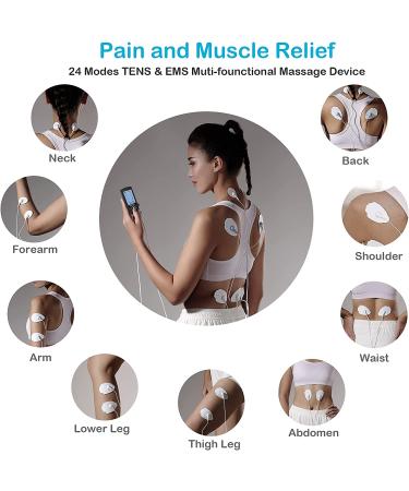 Brilnurse TENS Unit Muscle Stimulator | 24 Modes, 30 Intensity Levels | Dual Channel Electric Massager with 12 Electrode Pads | Rechargeable Pain Relief Machine | Black - Buy Online on GoSupps.com