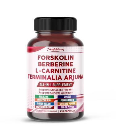All-in-1 Herbal Blend with Forskolin Berberine & L-Carnitine Daily Wellness Support 150 Capsules 150 count (pack of 1)