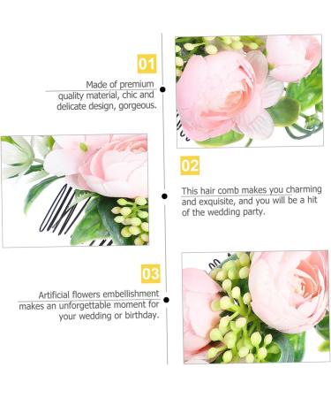 Ipetboom 1pc Hair Comb Bride Headdress for Wedding Highlights Hair Dye Kit Flower Hair Side Comb Camellia Hair Bride Headpiece Hair Clips Bridegroom Cloth Pink Decorate - Buy Online on GoSupps.com