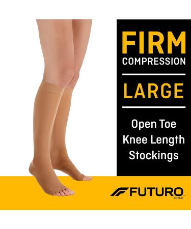 FUTURO Open Toe Knee Length Stockings for Men & Women - Large Beige Compression (20-30 mm/Hg) | Buy Internationally - Buy Online on GoSupps.com