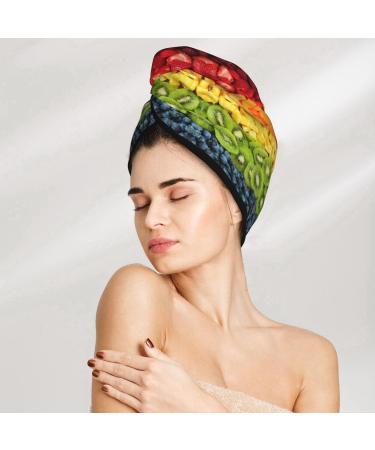 Fruit Rainbow Coral Velvet Dry Hair Cap - Unisex Towel Wrap for Bath Pool Beach | Ideal Home Accessory - Buy Online on GoSupps.com