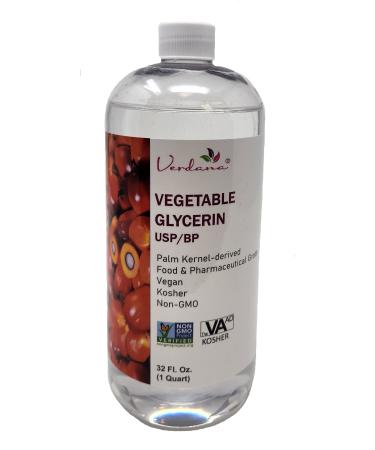 Verdana Vegetable Glycerin   USP/BP Refined - Premium Food Grade and USP Grade   Pure  Vegan  Kosher  Non-GMO Palm oil derived   32 Fl Oz 32 Fl Oz (Pack of 1)